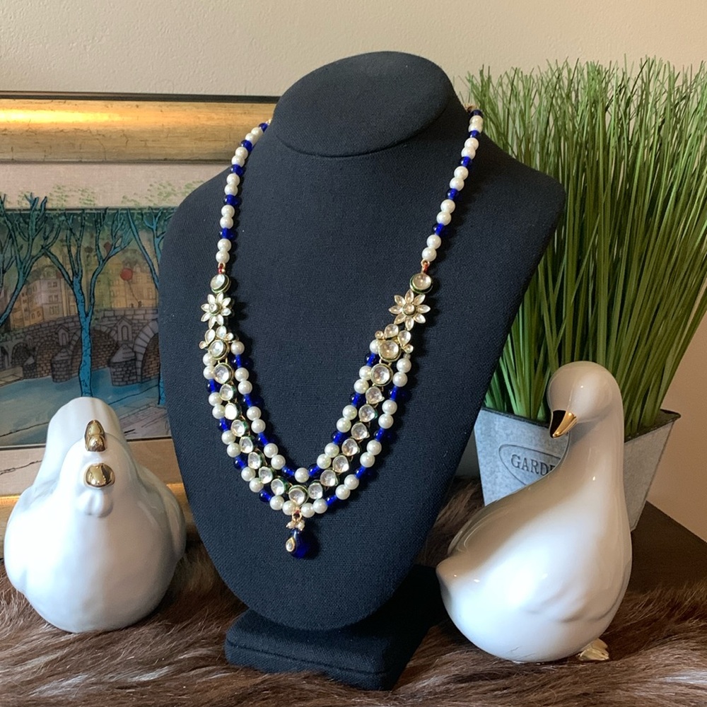 Vintage Belt - Blue White Daisy Flower beaded Retro 1970’s Vine Slide - Picture 4 of 14